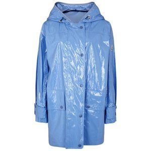 Moncler Blue Shiny Hooded Navet Rain Jacket Coat 2